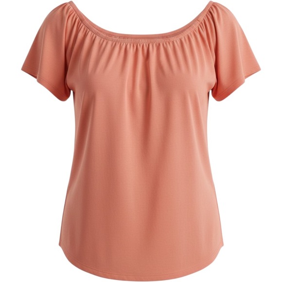 Old Navy Tops - Old Navy Blouse Women M Coral Pink Short Sleeve Scoop Neck Rayon Peasant Top